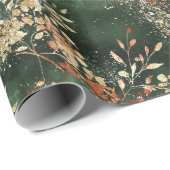 Kerstvakantie Waterverf Botanisch Cadeaupapier (Rol Hoek)