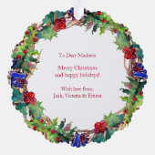 Kerstvakantie Waterverf Floral krans Foto Ornament Kaart (Achterkant)