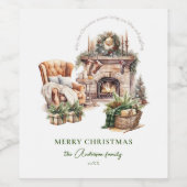 Kerstvakantie waterverf Gepersonaliseerd Cadeau Wijn Etiket (Enkel label)