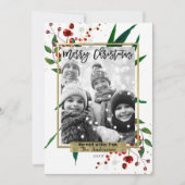 Kerstvakantie Waterverf Moderne Bloemenfoto Feestdagenkaart (Voorkant)