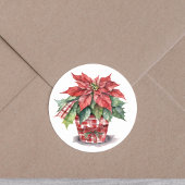 Kerstvakantie Waterverf Poinsettia Ronde Sticker
