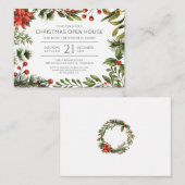 Kerstvakantie Waterverf Rode bessen Notitiekaartje (Voorkant / Achterkant)