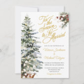 Kerstvakantie Waterverf Winterbruiloft Kaart (Voorkant)