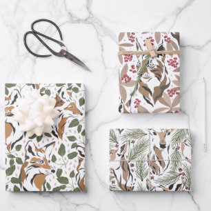 Kerstvakantie Waterverf Woodland Animals Inpakpapier Vel