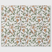 Kerstvakantie Waterverf Woodland Fox Cadeaupapier (Vlak)