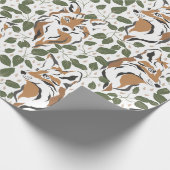 Kerstvakantie Waterverf Woodland Fox Cadeaupapier (Hoek)