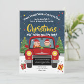 Kerstvakantie Wegreis Auto Feest Kaart (Staand voorkant)