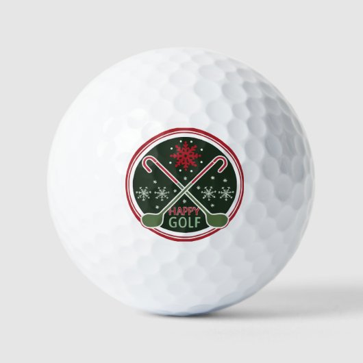 Kerstvakantie wens "Happy Golf" sneeuwvlok Golfballen (Voorkant)