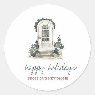 Kerstvakantie Wij Hebben Voordeur Verhuisd Ronde Sticker