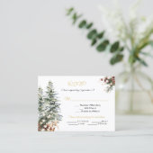 Kerstvakantie Winter bruiloft RSVP Menu Keuze Visitekaartje (Staand voorkant)