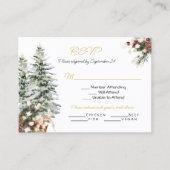 Kerstvakantie Winter bruiloft RSVP Menu Keuze Visitekaartje (Voorkant)