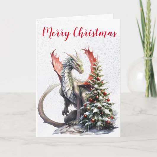 Kerstvakantie Winter Draak Boom Kaart (Voorkant)