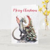 Kerstvakantie Winter Draak Boom Kaart (Gele Bloem)