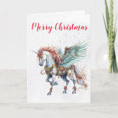 Kerstvakantie Winter Eenhoorn Kaart (Voorkant)