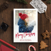 Kerstvakantie Winter groen Holly Foto Feestdagenkaart