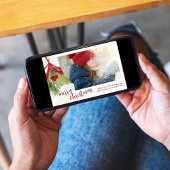 Kerstvakantie Winter groen Holly Foto Feestdagenkaart