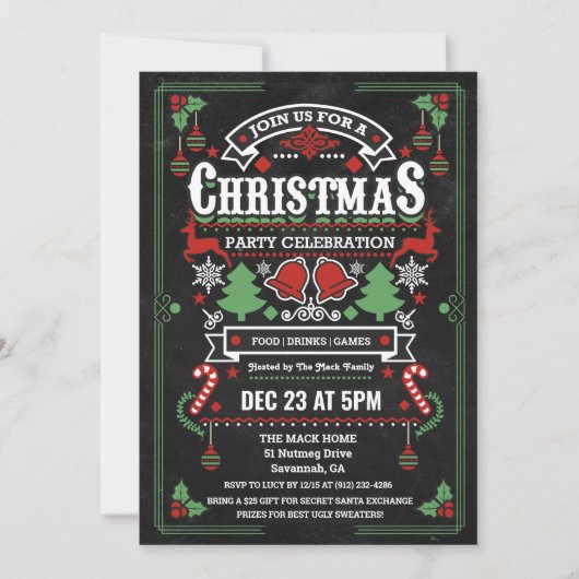 Kerstvakantie Winter Party uitnodiging (Voorkant)