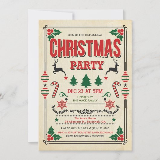 Kerstvakantie Winter Party uitnodiging (Voorkant)