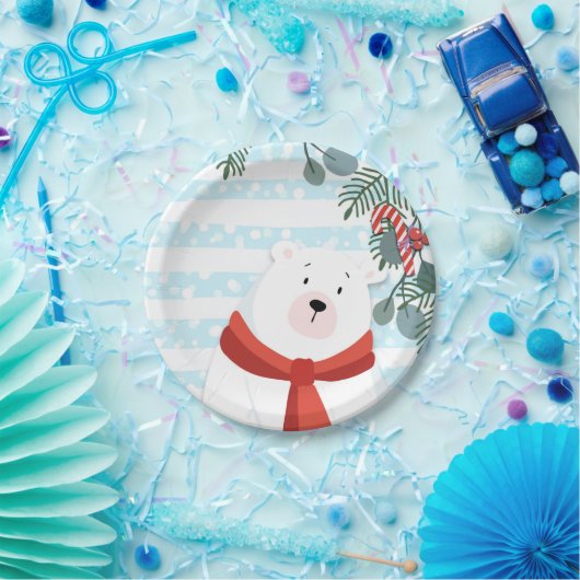 Kerstvakantie Winter Polar Beer Baby shower Papieren Bordje (Feest)