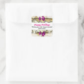 Kerstvakantie winter sneeuw roze vierkante sticker (Tas)