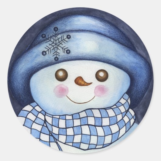 Kerstvakantie Winter Sneeuwman Sticker (Voorkant)