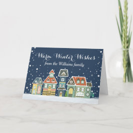 Kerstvakantie Winter Snow Village Homes Feestdagen Kaart