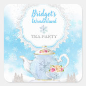 Kerstvakantie Winter Tea Party Stickers (Voorkant)