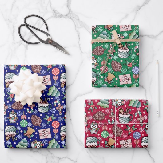 Kerstvakantie Winter Thema Inpakpapier Vel (Voorkant)