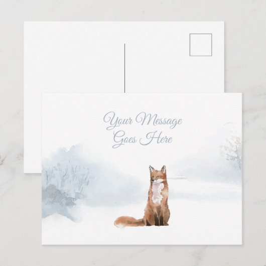 Kerstvakantie Winter Vos Elegant Schrift Briefkaart (Voorkant / Achterkant)