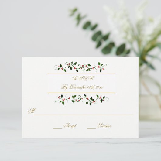 Kerstvakantie Winter Wedding RSVP Reactie (Staand voorkant)
