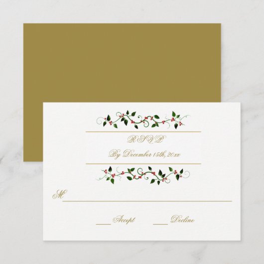 Kerstvakantie Winter Wedding RSVP Reactie (Voorkant / Achterkant)