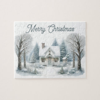 Kerstvakantie Winterhuisje Legpuzzel