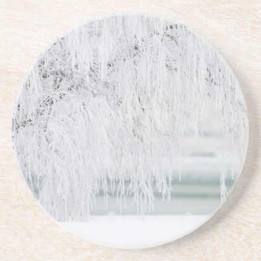 kerstvakantie wintersneeuw zandsteen onderzetter (Voorkant)