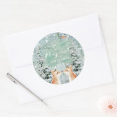 Kerstvakantie wintervakantie sneeuwvossen bos ronde sticker (Envelop)