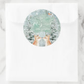 Kerstvakantie wintervakantie sneeuwvossen bos ronde sticker (Tas)