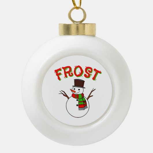 Kerstvakantie woord "FROST" Seizoensgebonden Kerst Keramische Bal Ornament (Voorkant)
