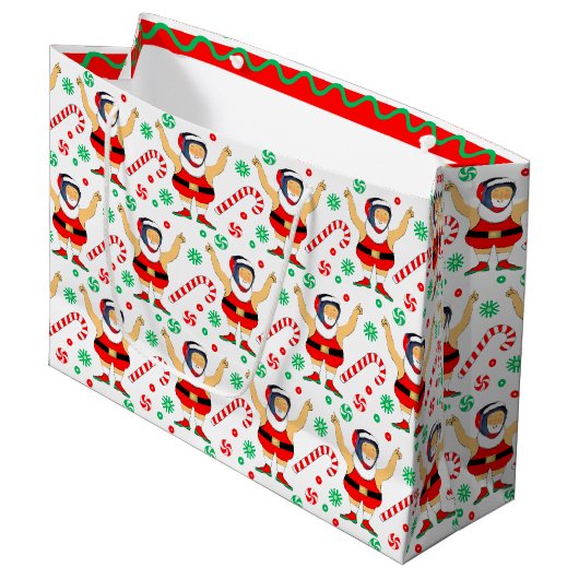 Kerstvakantie worstelen groot cadeauzakje (Voorkant Gekanteld)