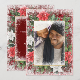Kerstvakantie Xmas-rode seizoenskaart foto Feestdagenkaart