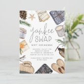 Kerstvakantie Yankee Ruil Cadeau Uitwisseling Fees Kaart (Staand voorkant)
