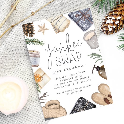 Kerstvakantie Yankee Ruil Cadeau Uitwisseling Fees Kaart