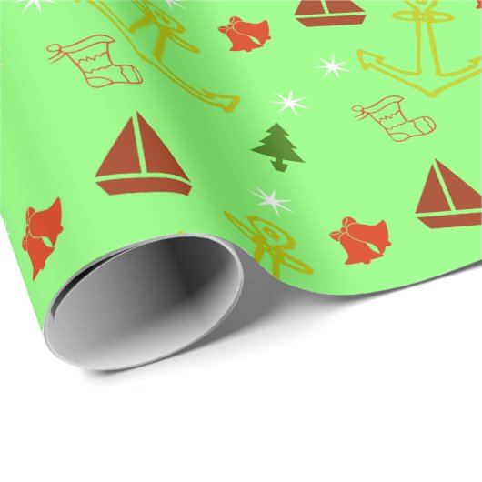 Kerstvakantie zeilboot cadeaupapier (Rol Hoek)