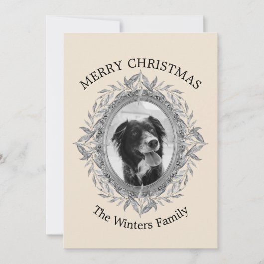 Kerstvakantie Zilveren Lijst Foto Feestdagenkaart (Voorkant)