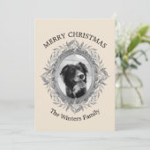 Kerstvakantie Zilveren Lijst Foto Feestdagenkaart (Staand voorkant)