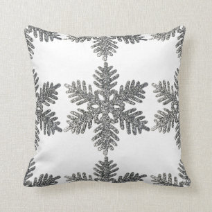 Kerstvakantie Zilveren Sneeuwvlok Ster Design Kussen