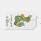 Kerstvakantie Zuidwestelijke Waterverf Cactus  Cadeaulabel (Voorkant (Horizontaal))