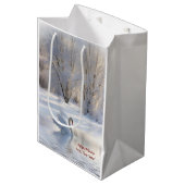 Kerstvakantie zwaan op maat van naam medium cadeauzakje (Voorkant Gekanteld)