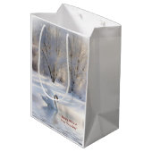 Kerstvakantie zwaan op maat van naam medium cadeauzakje (Achterkant Gekanteld)