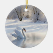 Kerstvakantie  Zwaan Sneeuw Keramisch Ornament (Voorkant)