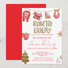 Kerstvakantieboom Santa Jongens Babyshower   Kaart