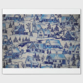  kerstvakantiedorp cadeaupapier (Vlak)